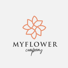 Fototapeta na wymiar luxury flower logo in monoline style - vector illustration
