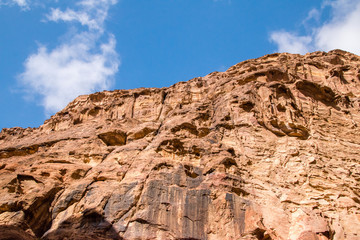 Rocks with blue sky in the city of Petra, Jordan. Petra is a historical and archaeological city in southern Jordan.