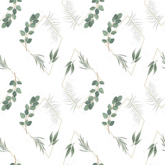 Seamless leaves pattern. Design for banner, poster, card, cover, invitation, placard brochure or header.