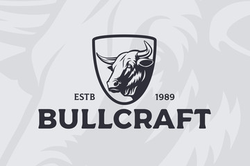 Vector bull head logo or emblem.