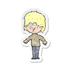 retro distressed sticker of a cartoon excited man