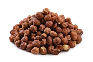 Hazelnut nut on white background