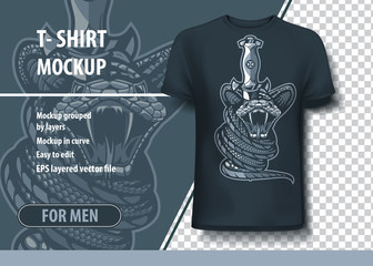 Snakes around dirk. Fully editable T-Shirt template.