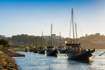 Obraz premium Porto, Portugal. Rabelo boats on the Douro river