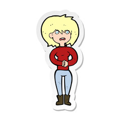 sticker of a cartoon worried woman