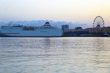 ferry harbour sunset