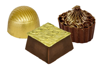 Chocolate sweets on a white background