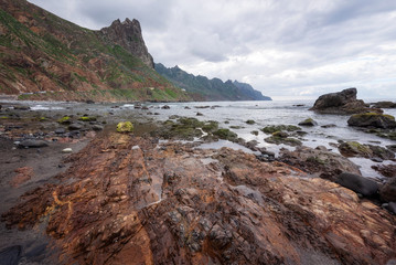 Fototapeta na wymiar Dramatic coastline landscape in Taganana beach, north Tenerife island, Canary islands, Spain .