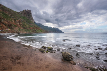 Fototapeta na wymiar Dramatic coastline landscape in Taganana beach, north Tenerife island, Canary islands, Spain .