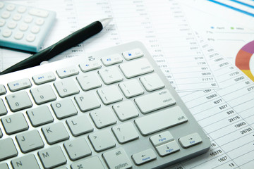 The keyboard on work table for  business content..