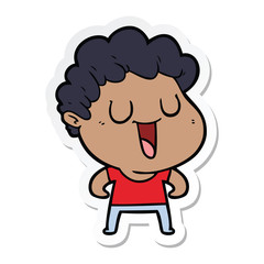sticker of a laughing cartoon man