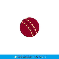 Cricket Ball Icon / Vector - In Color Design