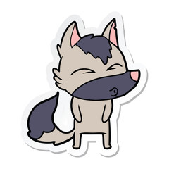sticker of a cartoon wolf pouting