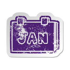 distressed old sticker of a calendar with jan