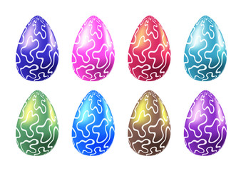 Vector set of colorful easter realistic eggs 