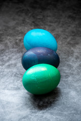 Easter eggs on a dark background.