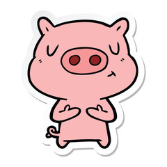 Naklejka premium sticker of a cartoon content pig