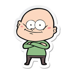 sticker of a cartoon bald man staring