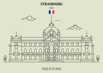Palace of the Rhine of Strasbourg, France. Landmark icon - obrazy, fototapety, plakaty