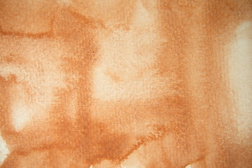 Brown colour tone. Abstract watercolour background hand-drawn on white watercolour paper.
