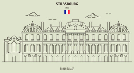 Rohan Palace of Strasbourg, France. Landmark icon - obrazy, fototapety, plakaty