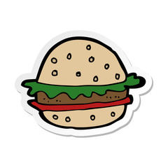 sticker of a cartoon hamburger