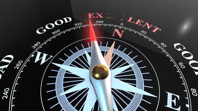 animation of Compass pointing to excellent