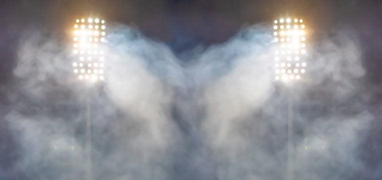 stadium lights and smoke