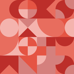 Abstract geometric retro design. Vector seamless pattern in red shades