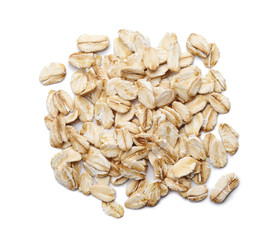 Pile of oat-flakes cut out. Top view.