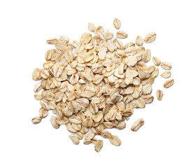 Pile of oat-flakes cut out. Top view.