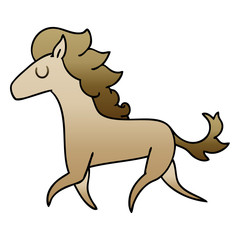 quirky gradient shaded cartoon running horse