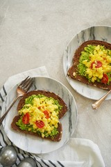 Avocado egg toast with brown bread / Healthy breakfast concept