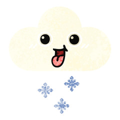 retro illustration style cartoon snow cloud