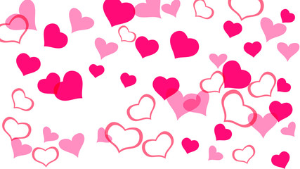 Part of the design of wallpaper, textiles, packaging, printing, holiday invitation for Valentine's Day. Red hearts of confetti are flying. Spring background. Red on White fond Vector.