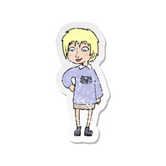 retro distressed sticker of a cartoon woman