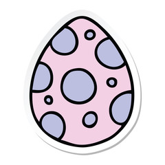 sticker of a quirky hand drawn cartoon easter egg