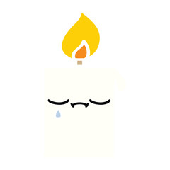 flat color retro cartoon lit candle