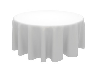 White silk elegance tablecloth. Trade show exhibition