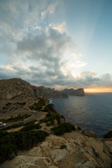 Sunset at the sea at Mallorca island