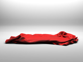Red silk elegance tablecloth. Trade show exhibition