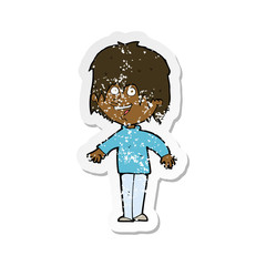 retro distressed sticker of a cartoon excited man