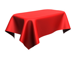 Red silk elegance tablecloth. Trade show exhibition