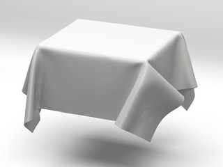 White silk elegance tablecloth. Trade show exhibition