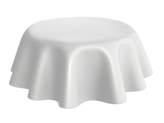 White silk elegance tablecloth. Trade show exhibition