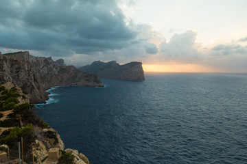 Fototapeta na wymiar Sunset at the sea at Mallorca island