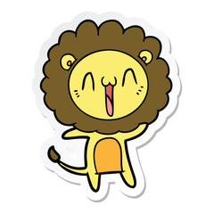 sticker of a happy cartoon lion