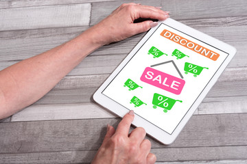 Discount concept on a tablet