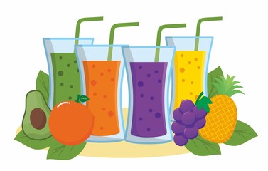fresh fruit juice and fruits
