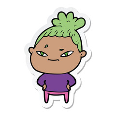 sticker of a cartoon woman